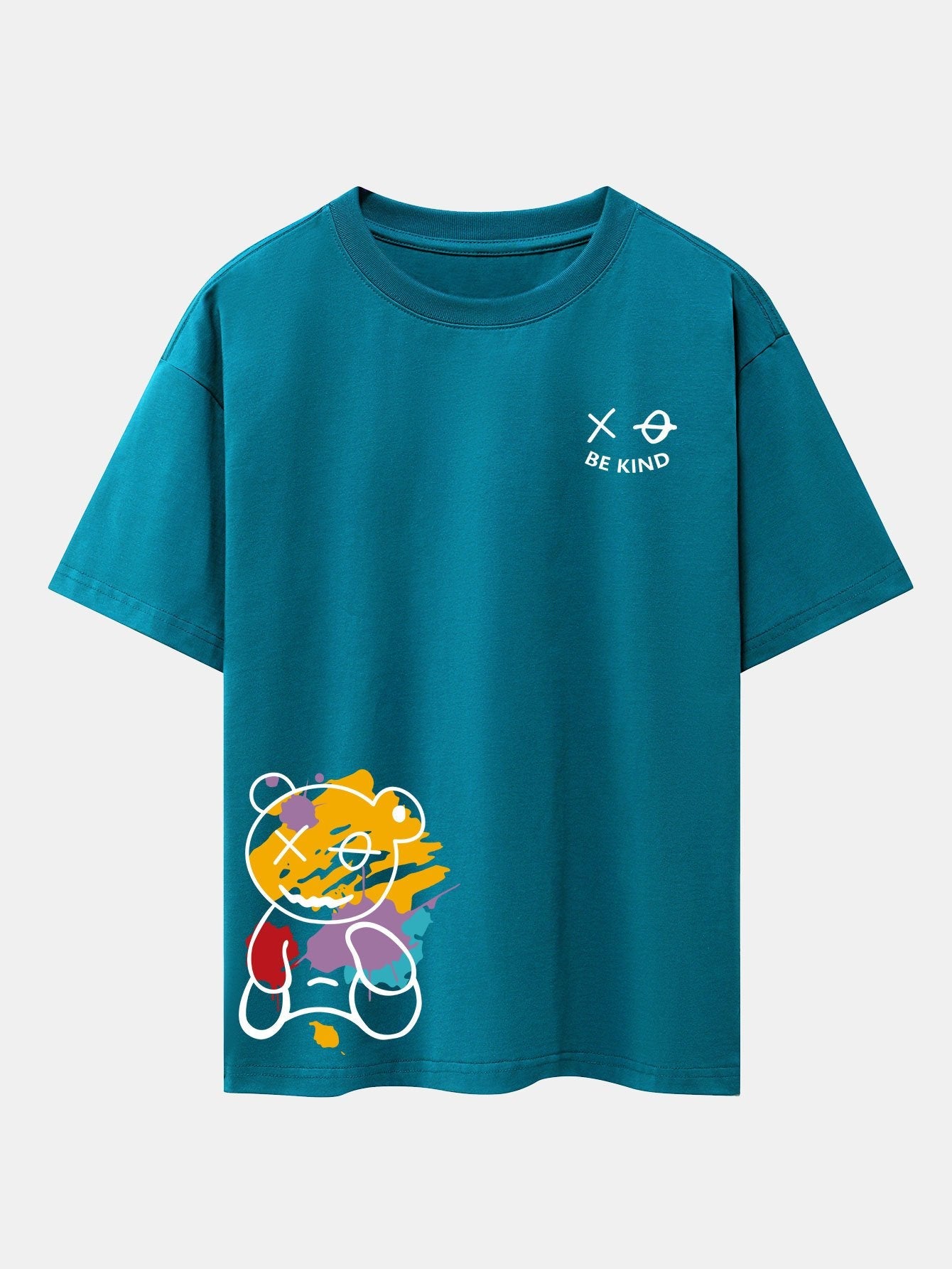 Graffiti Bär Print Drop Shoulder Oversize T-Shirt