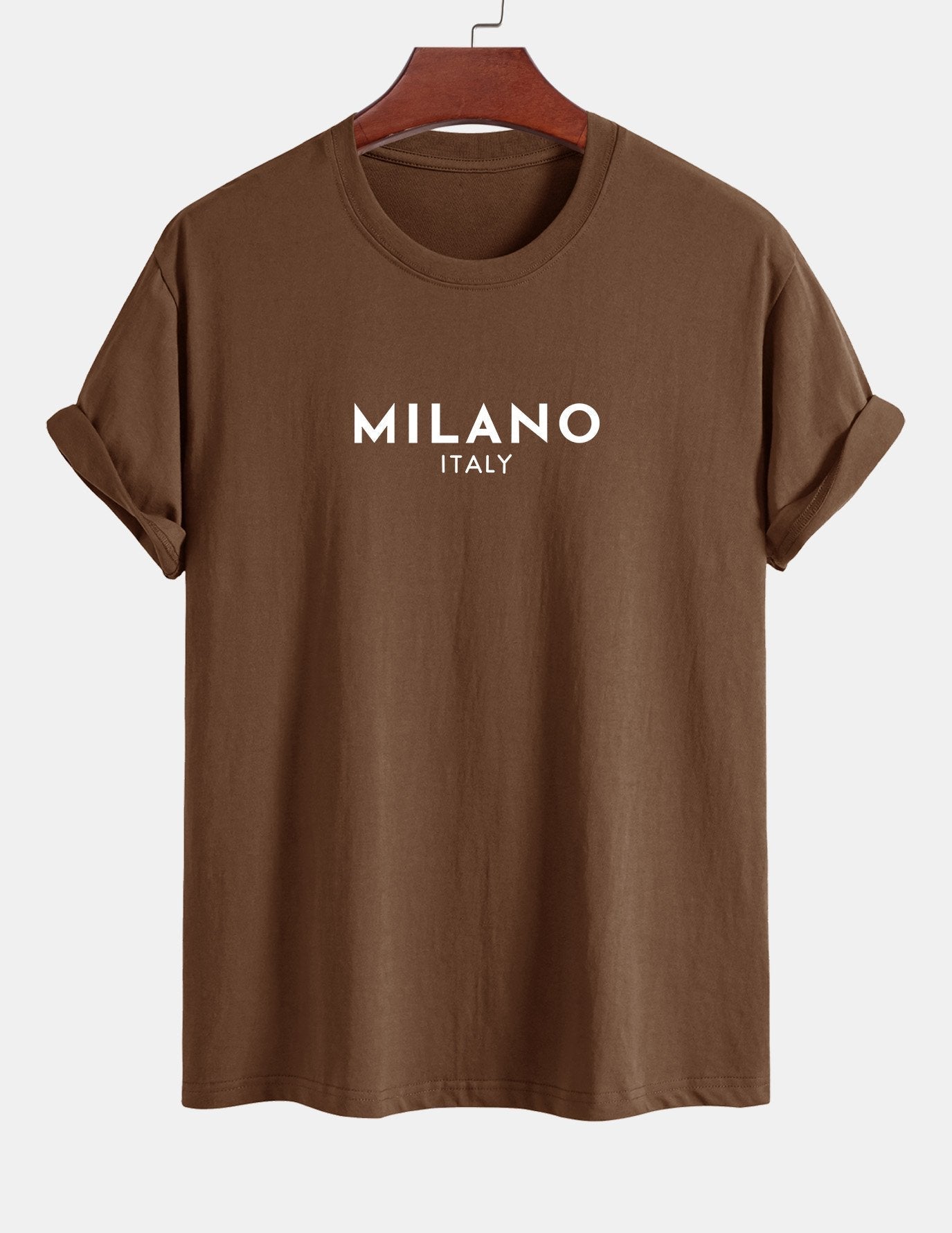 Regulär geschnittenes Milano Italien Druck Baumwoll-T-Shirt
