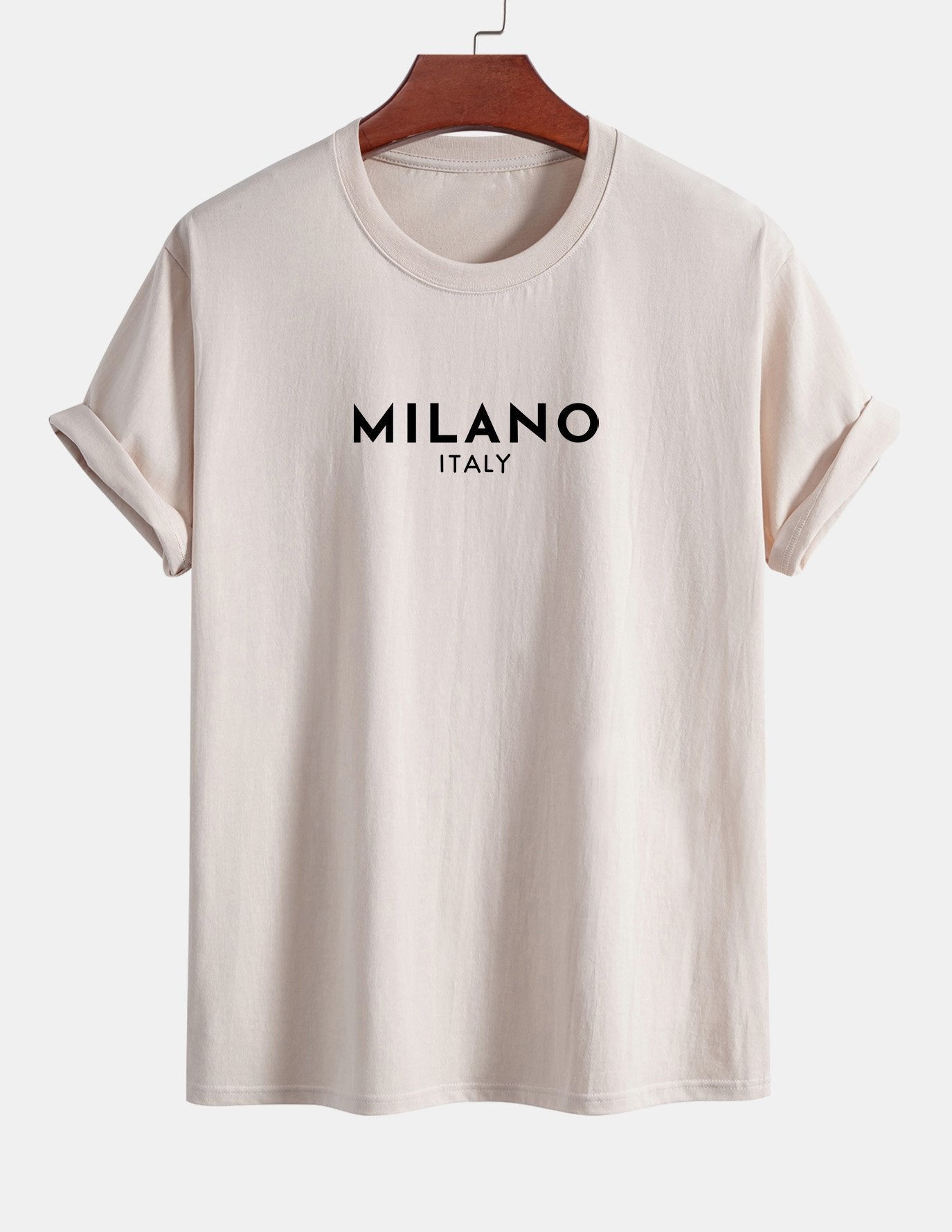 Regulär geschnittenes Milano Italien Druck Baumwoll-T-Shirt