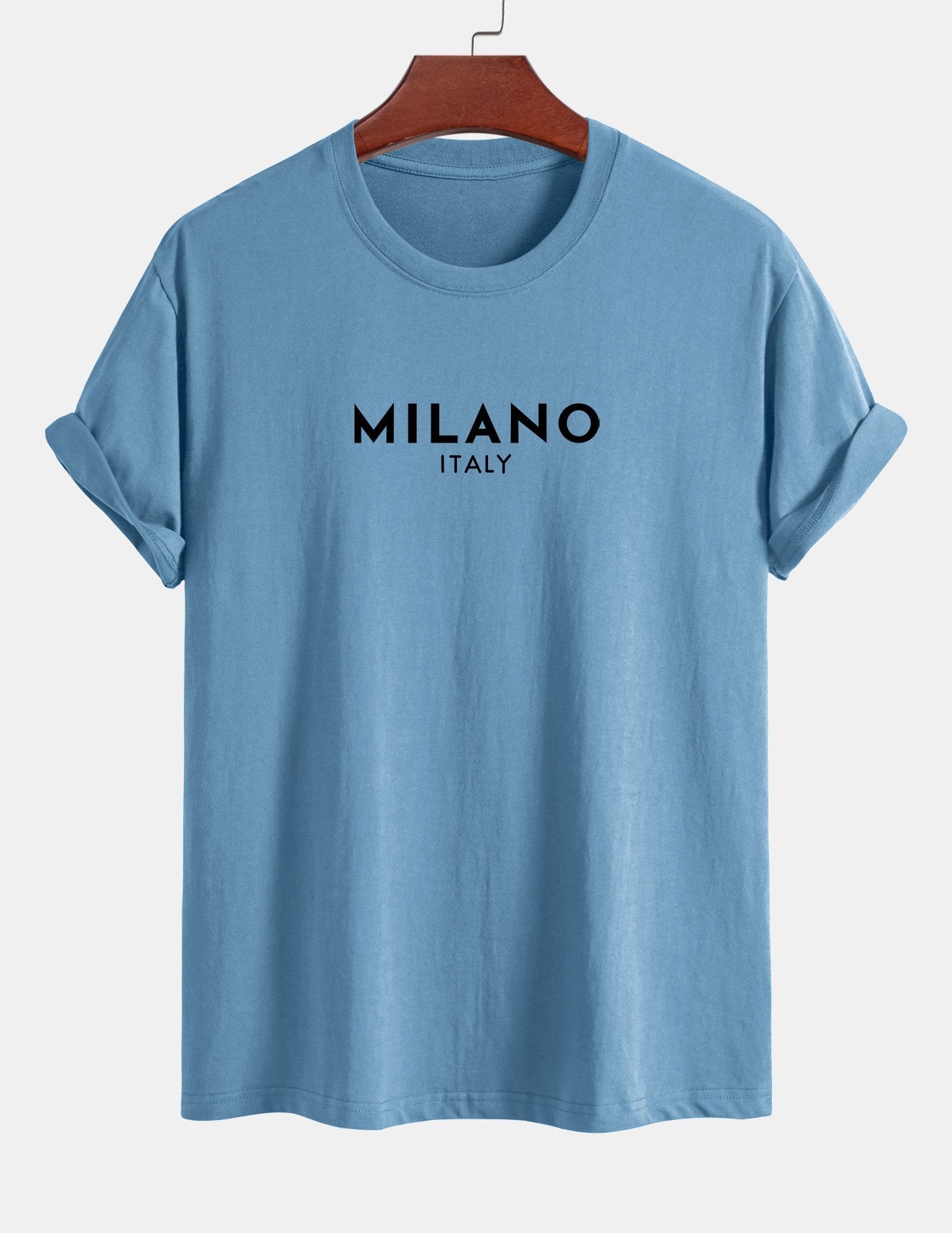 Regulär geschnittenes Milano Italien Druck Baumwoll-T-Shirt