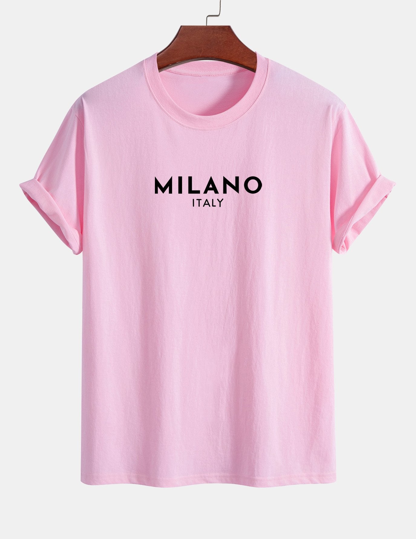 Regulär geschnittenes Milano Italien Druck Baumwoll-T-Shirt