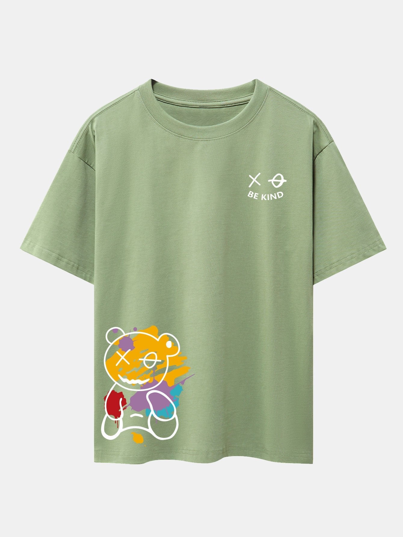 Graffiti Bär Print Drop Shoulder Oversize T-Shirt