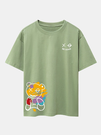 Graffiti Bär Print Drop Shoulder Oversize T-Shirt