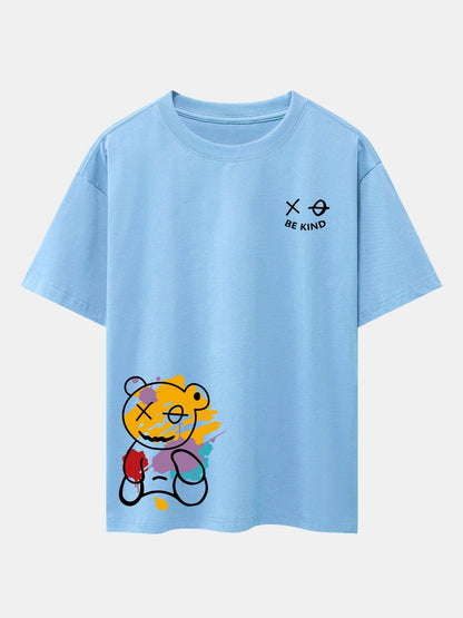 Graffiti Bär Print Drop Shoulder Oversize T-Shirt