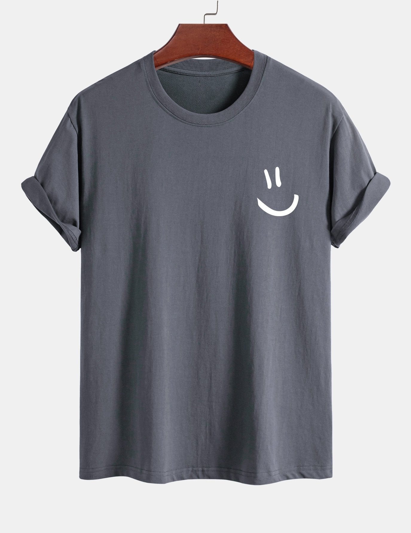Regulär geschnittenes T-Shirt mit Smiley-Gesichtdruck aus Baumwolle