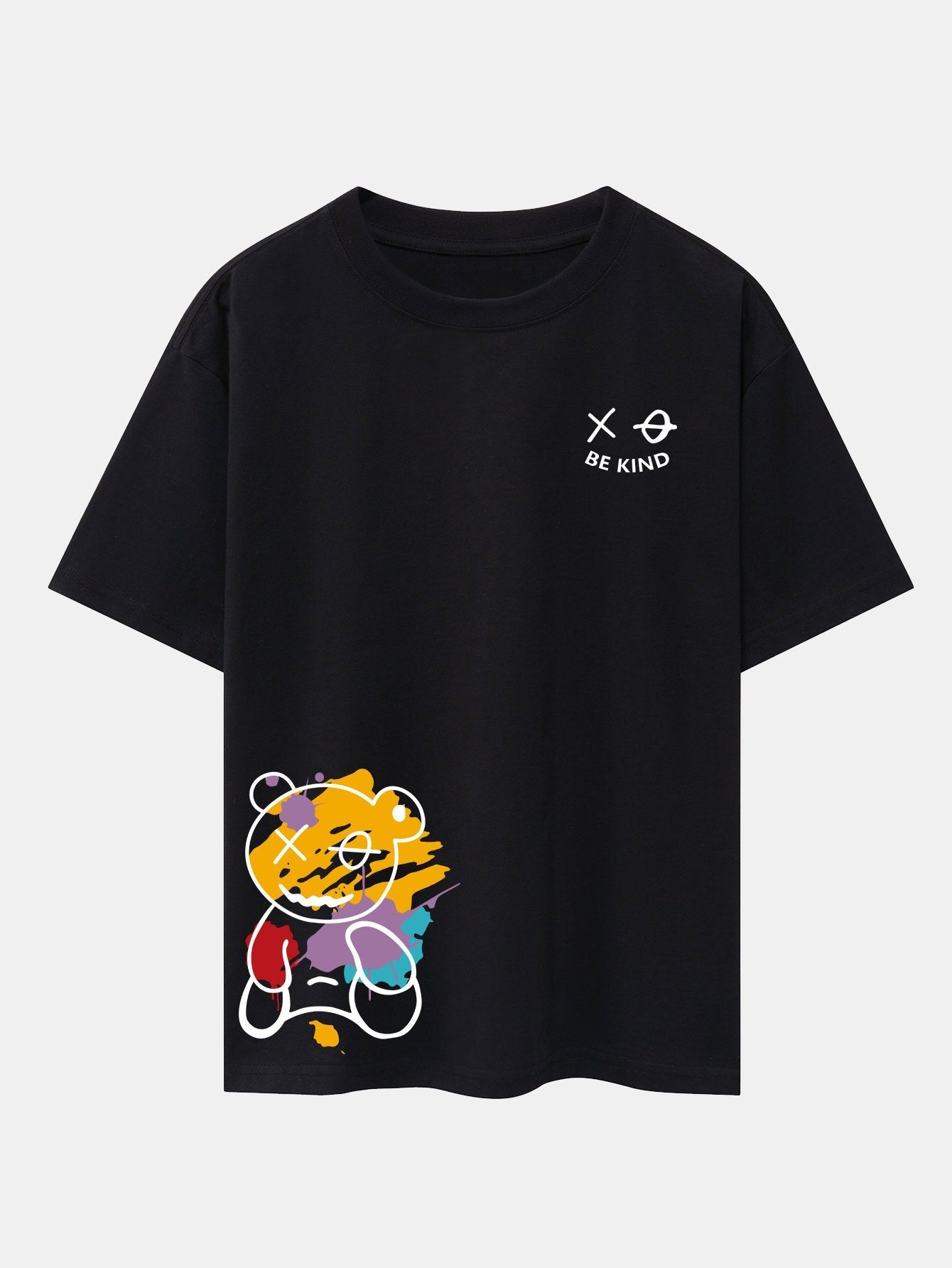 Graffiti Bär Print Drop Shoulder Oversize T-Shirt