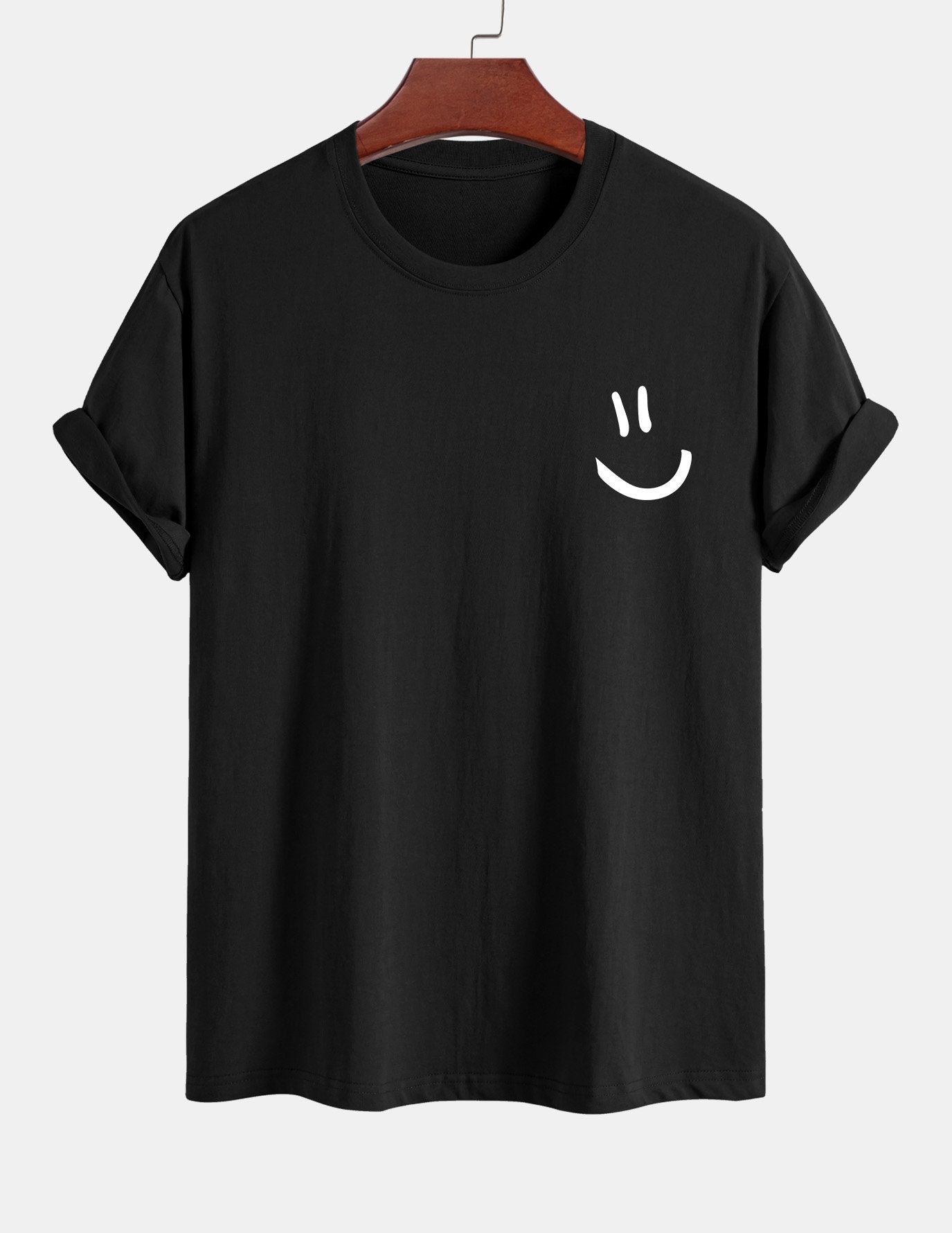 Regulär geschnittenes T-Shirt mit Smiley-Gesichtdruck aus Baumwolle