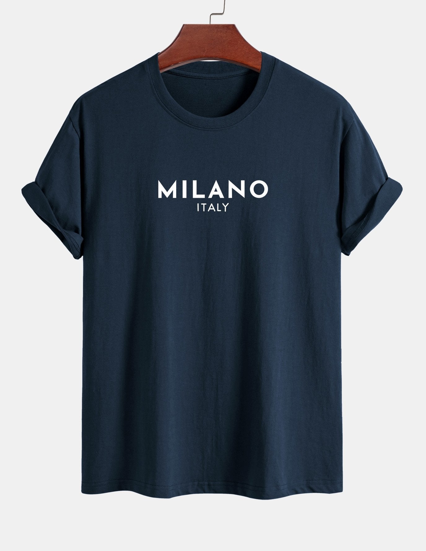 Regulär geschnittenes Milano Italien Druck Baumwoll-T-Shirt