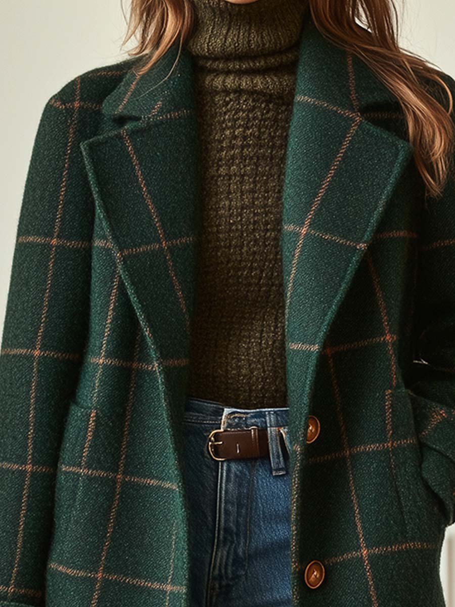 Valeria | Eleganter karierter Mantel aus Wolle
