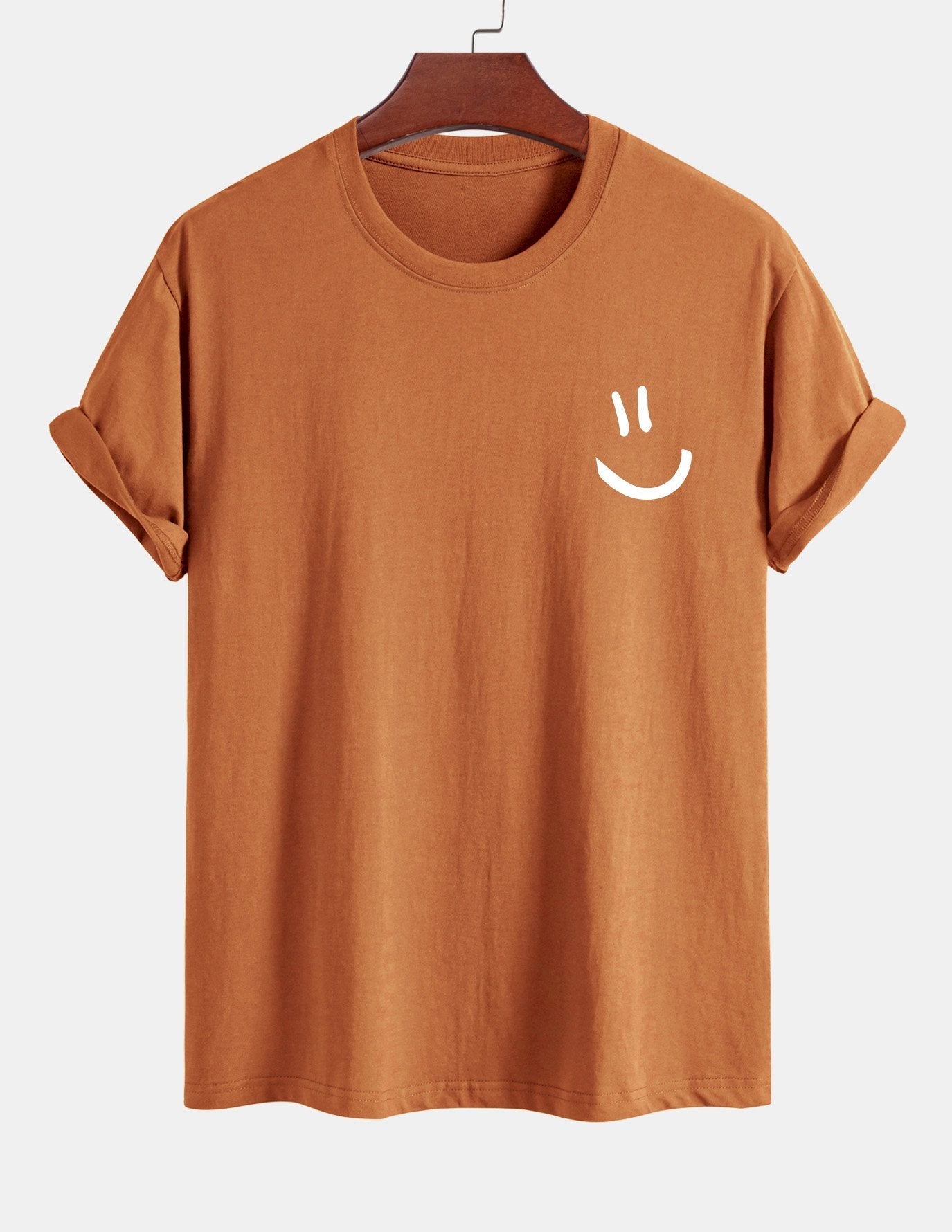 Regulär geschnittenes T-Shirt mit Smiley-Gesichtdruck aus Baumwolle