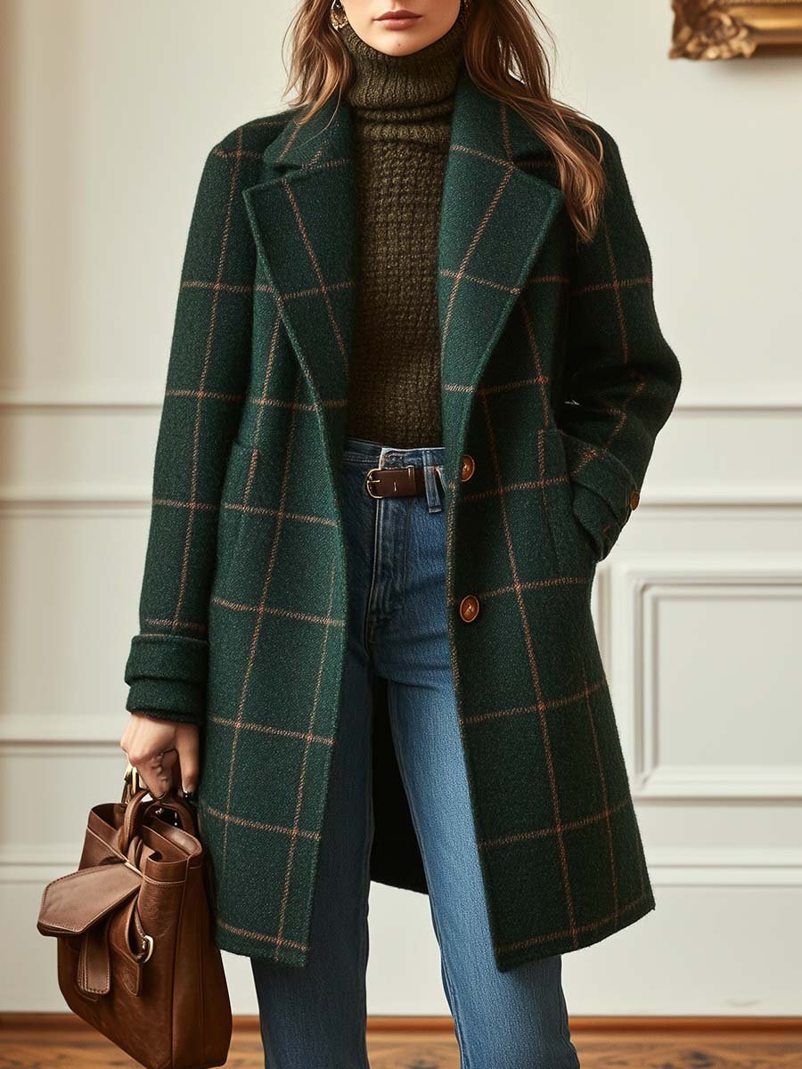Valeria | Eleganter karierter Mantel aus Wolle