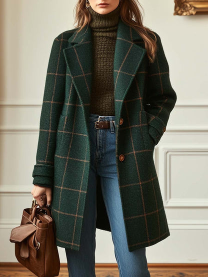 Valeria | Eleganter karierter Mantel aus Wolle