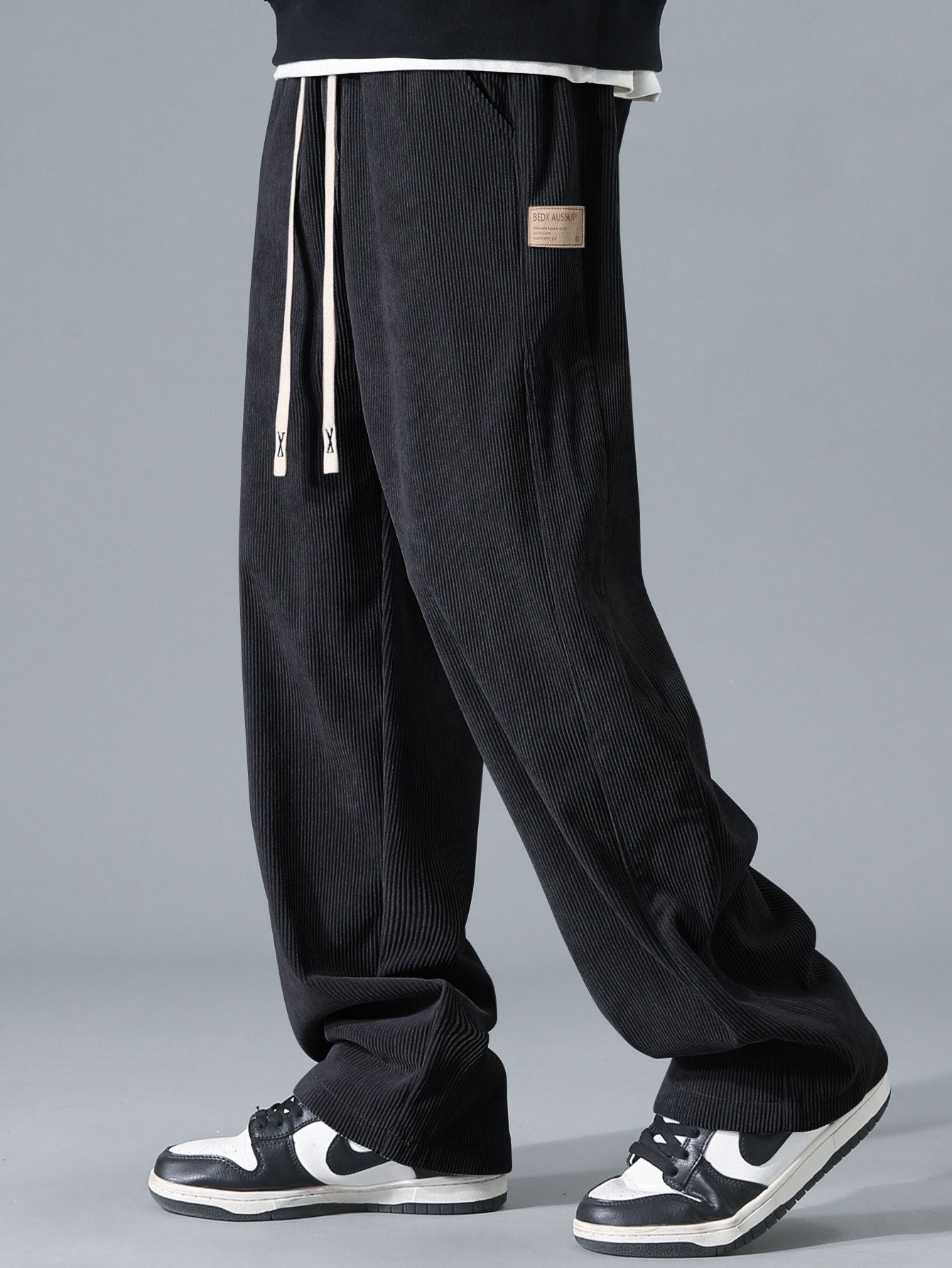 Quarter Zip Corduroy Raglan Ärmel Sweatshirt & Gerade Bein Corduroy Hose