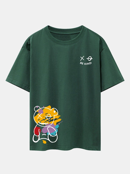 Graffiti Bär Print Drop Shoulder Oversize T-Shirt