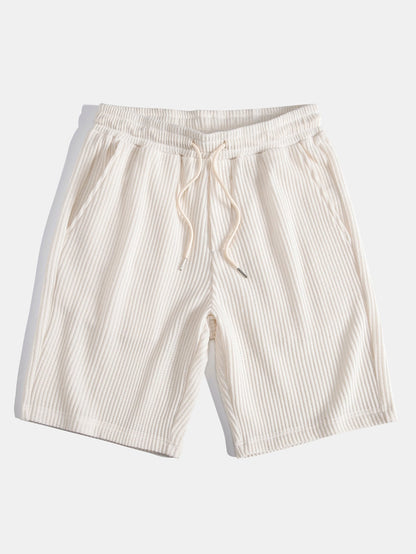 Kontrast Waffle T-Shirt mit Tasche & Drawstring Strick Waffle Shorts