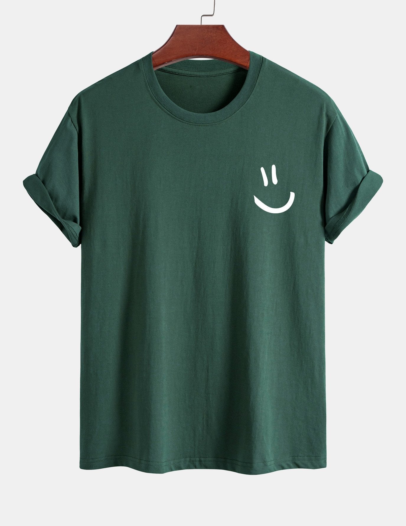 Regulär geschnittenes T-Shirt mit Smiley-Gesichtdruck aus Baumwolle