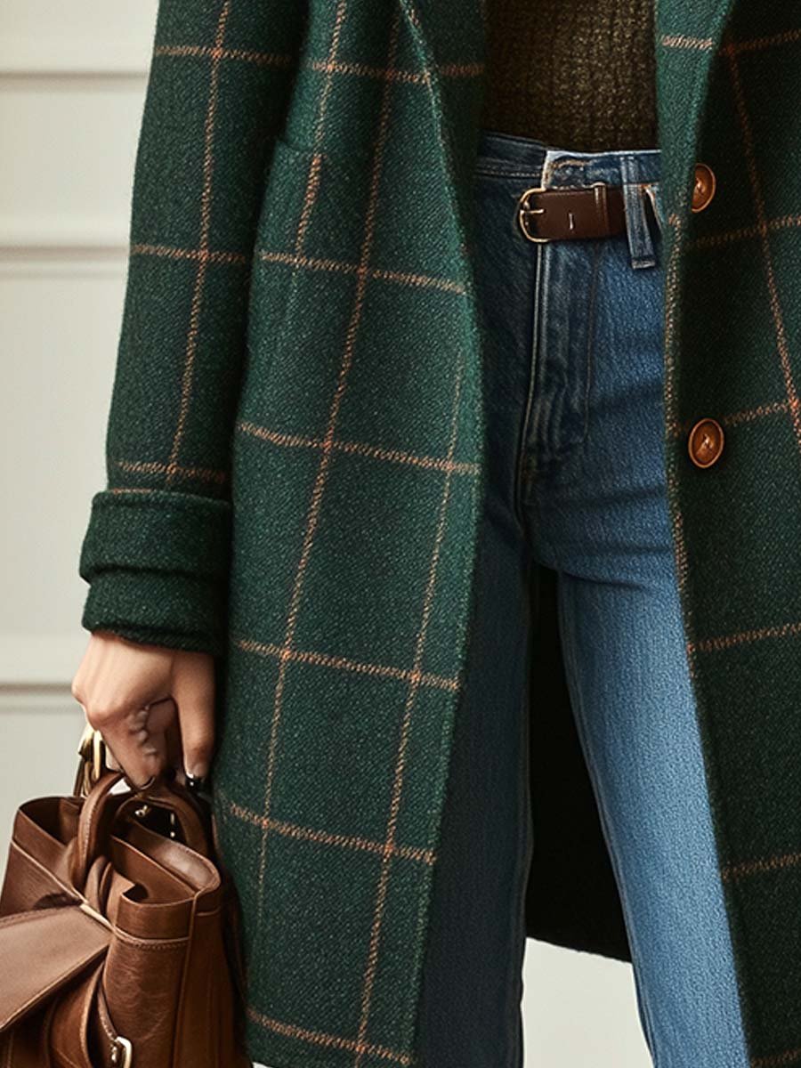 Valeria | Eleganter karierter Mantel aus Wolle
