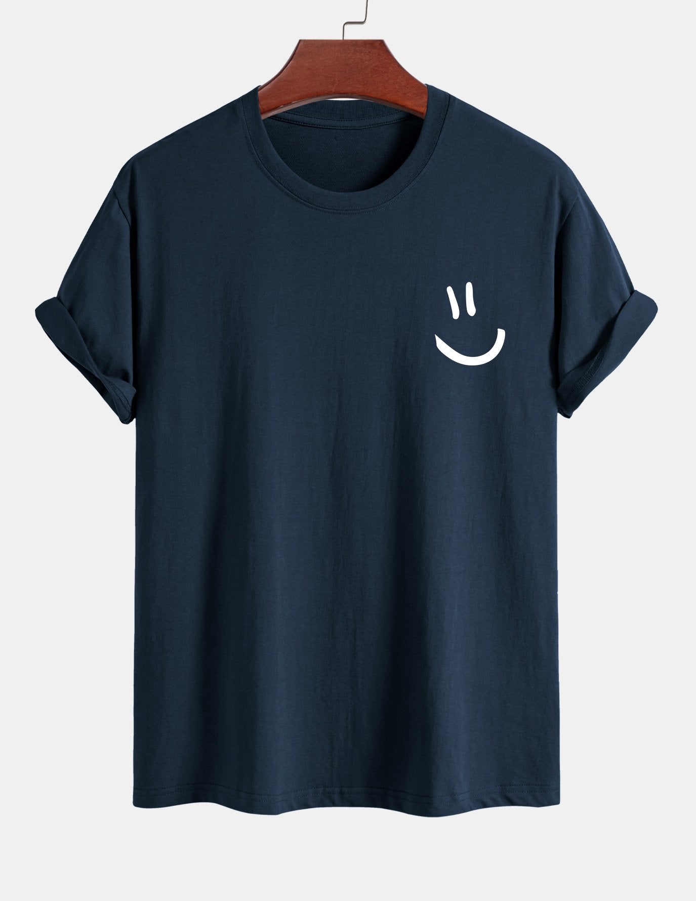 Regulär geschnittenes T-Shirt mit Smiley-Gesichtdruck aus Baumwolle