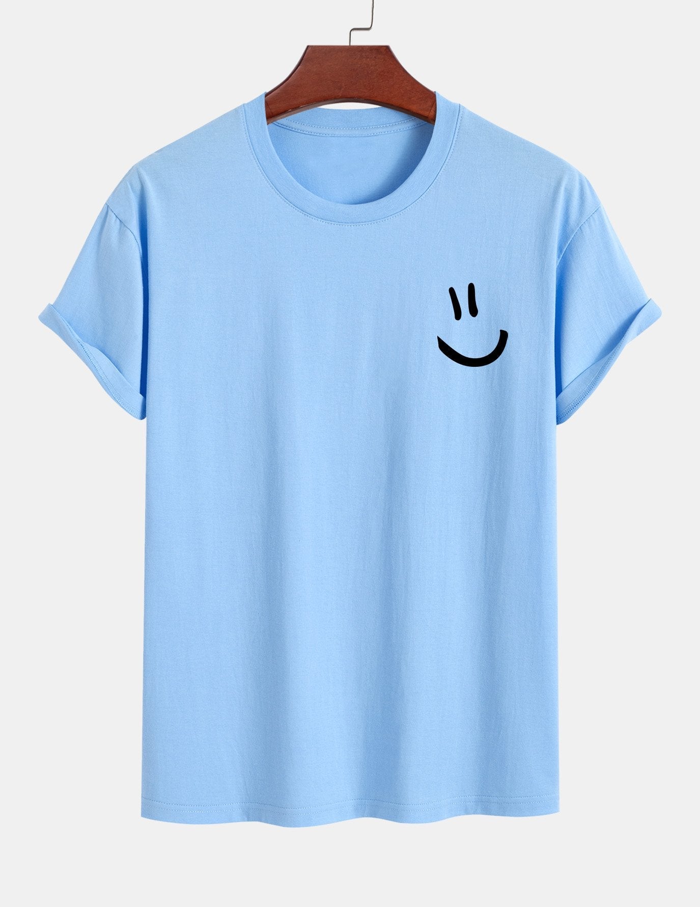 Regulär geschnittenes T-Shirt mit Smiley-Gesichtdruck aus Baumwolle
