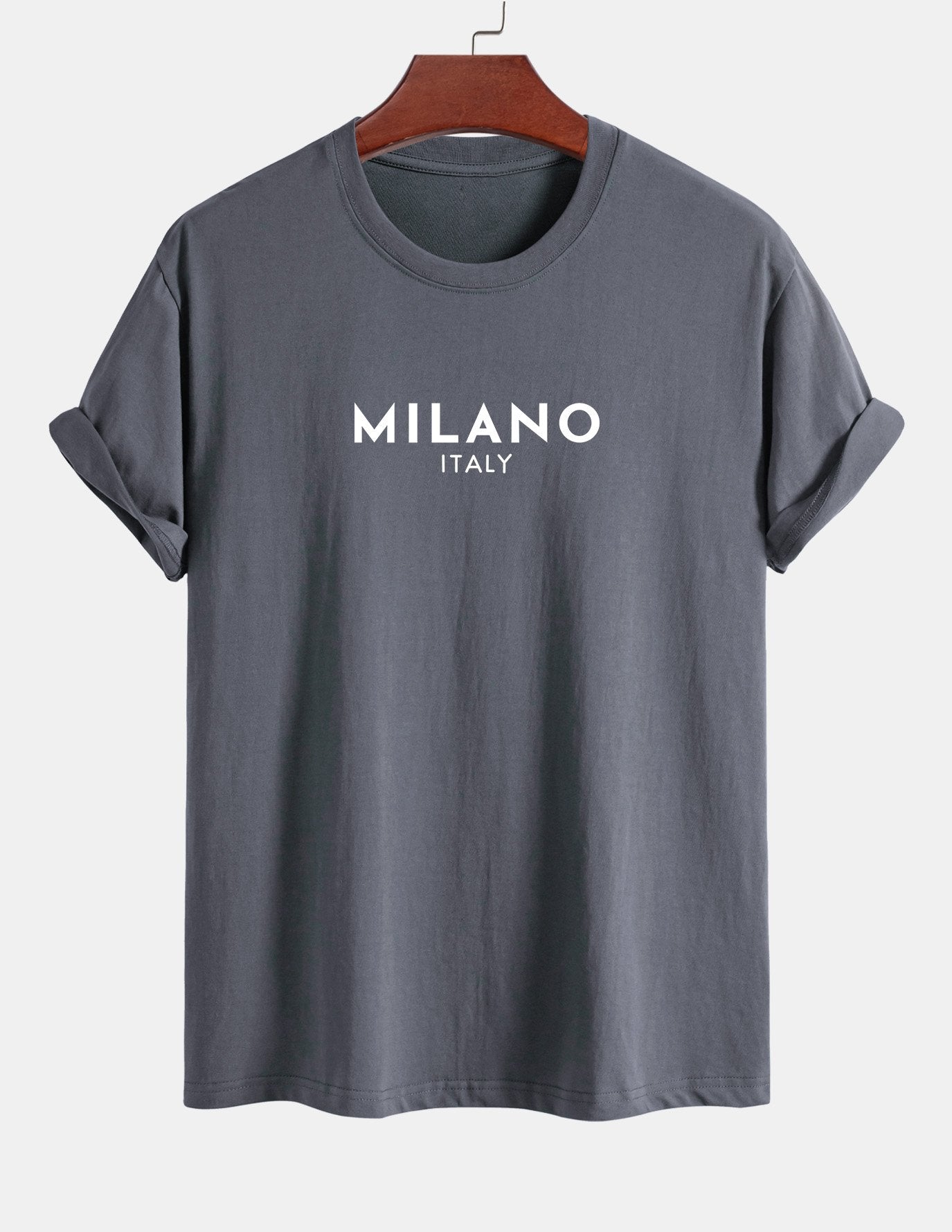 Regulär geschnittenes Milano Italien Druck Baumwoll-T-Shirt