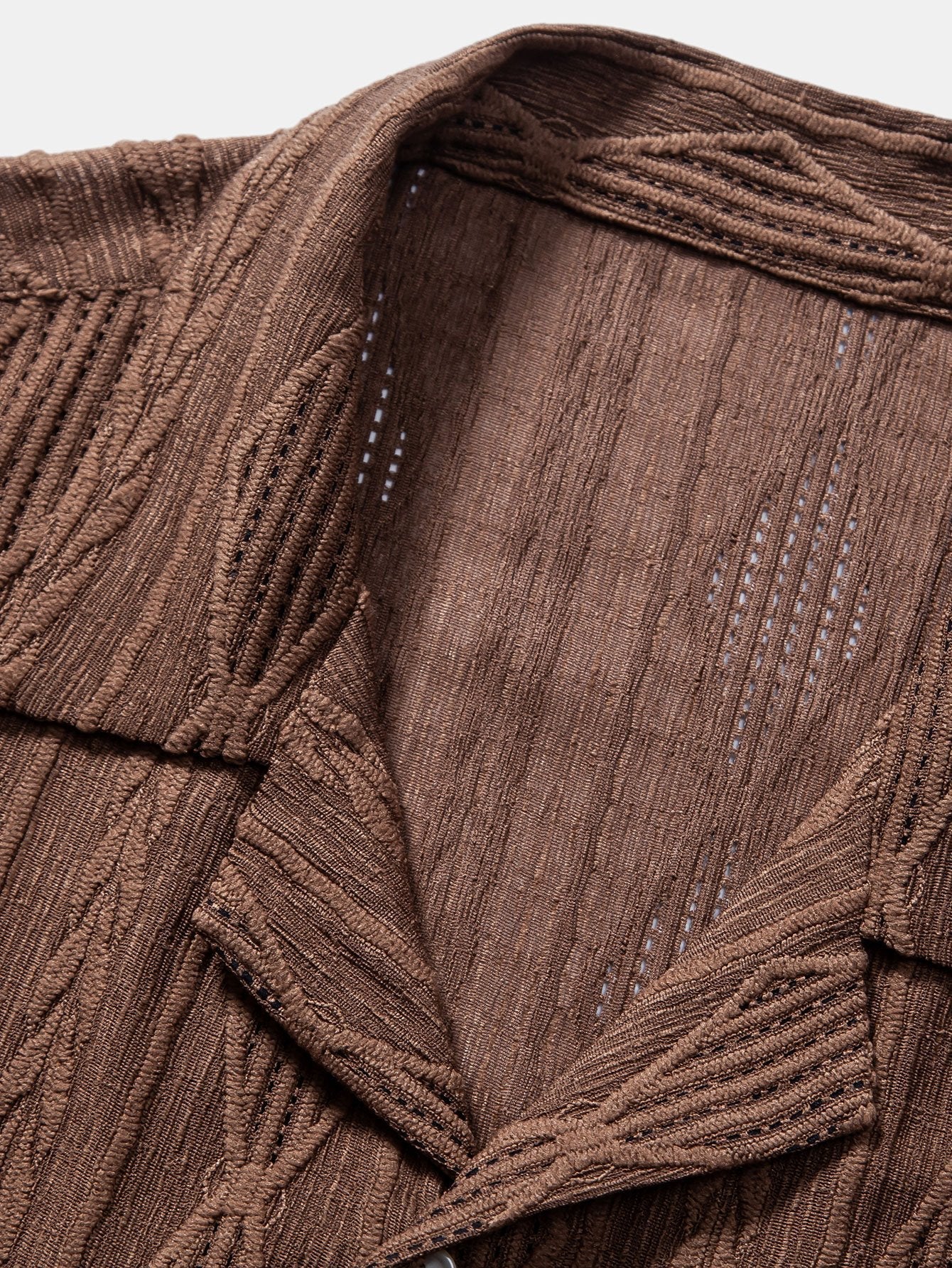 Geometrisches Jacquard-Ösen-Cuban-Shirt & Crinkle-texturierte 5"-Shorts mit Kordelzug