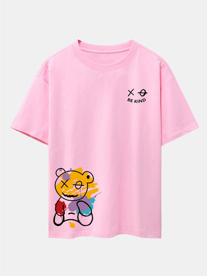 Graffiti Bär Print Drop Shoulder Oversize T-Shirt
