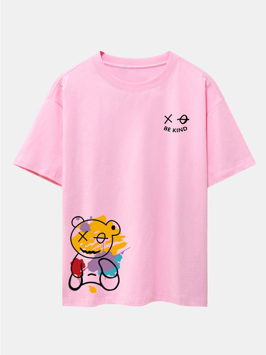 Graffiti Bär Print Drop Shoulder Oversize T-Shirt