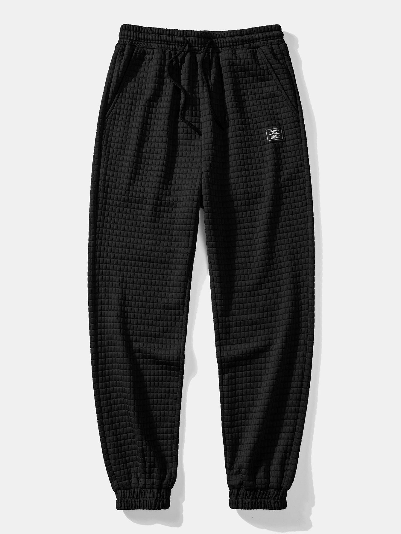 Kontrast Waffel Kapuzenhemd & Kordelzug Waffel Jogger-Hosen