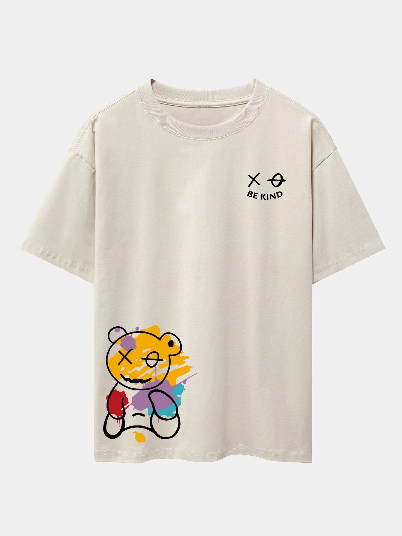 Graffiti Bär Print Drop Shoulder Oversize T-Shirt