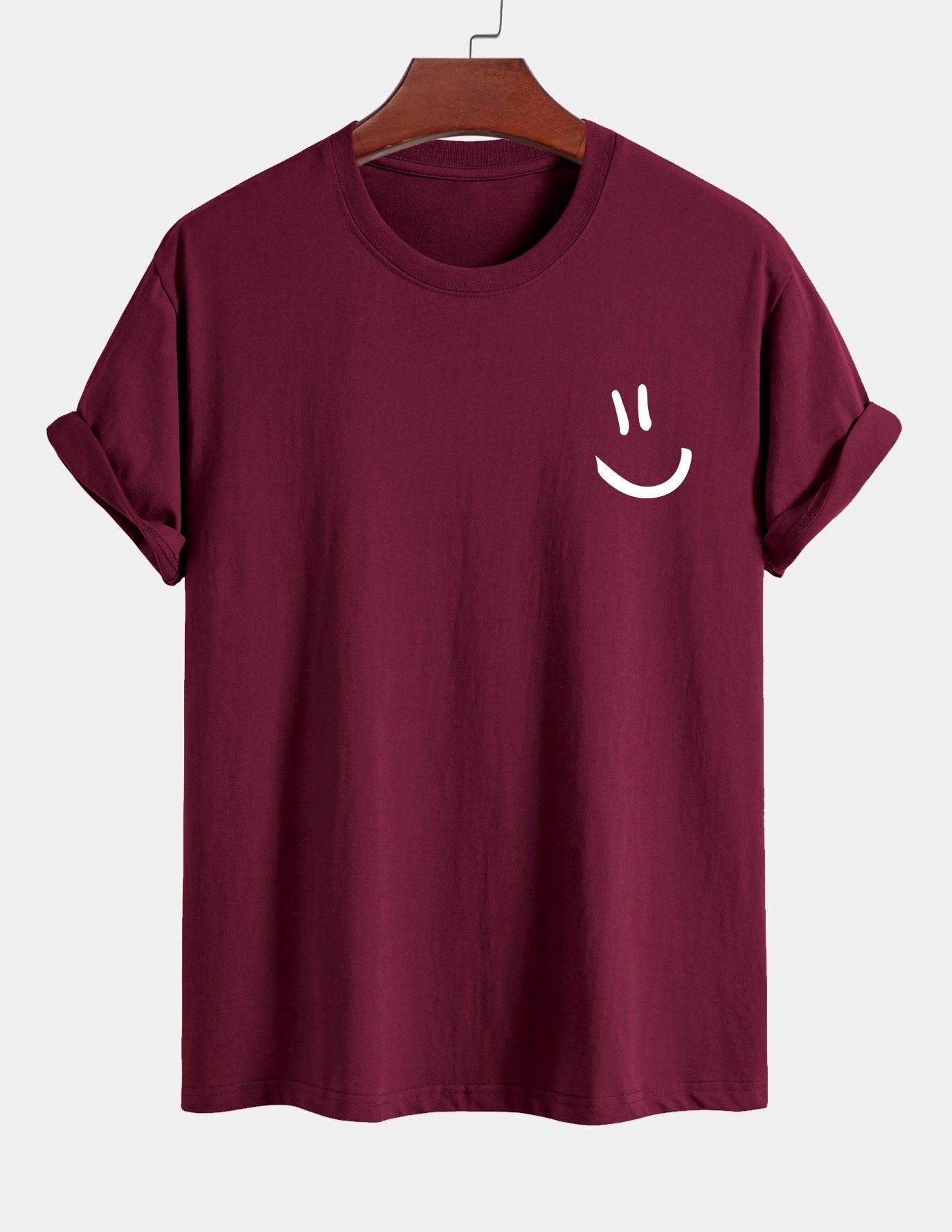Regulär geschnittenes T-Shirt mit Smiley-Gesichtdruck aus Baumwolle