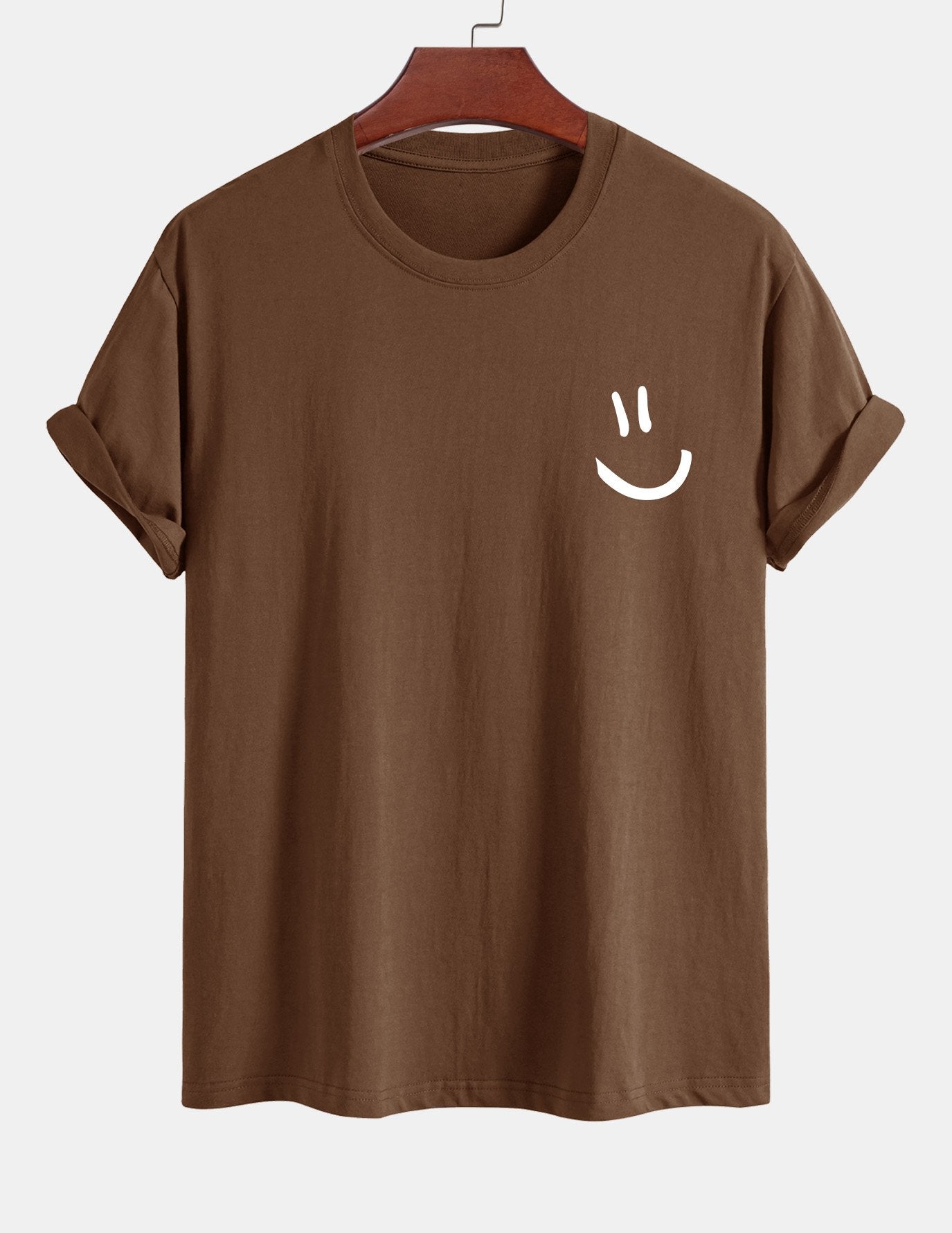 Regulär geschnittenes T-Shirt mit Smiley-Gesichtdruck aus Baumwolle