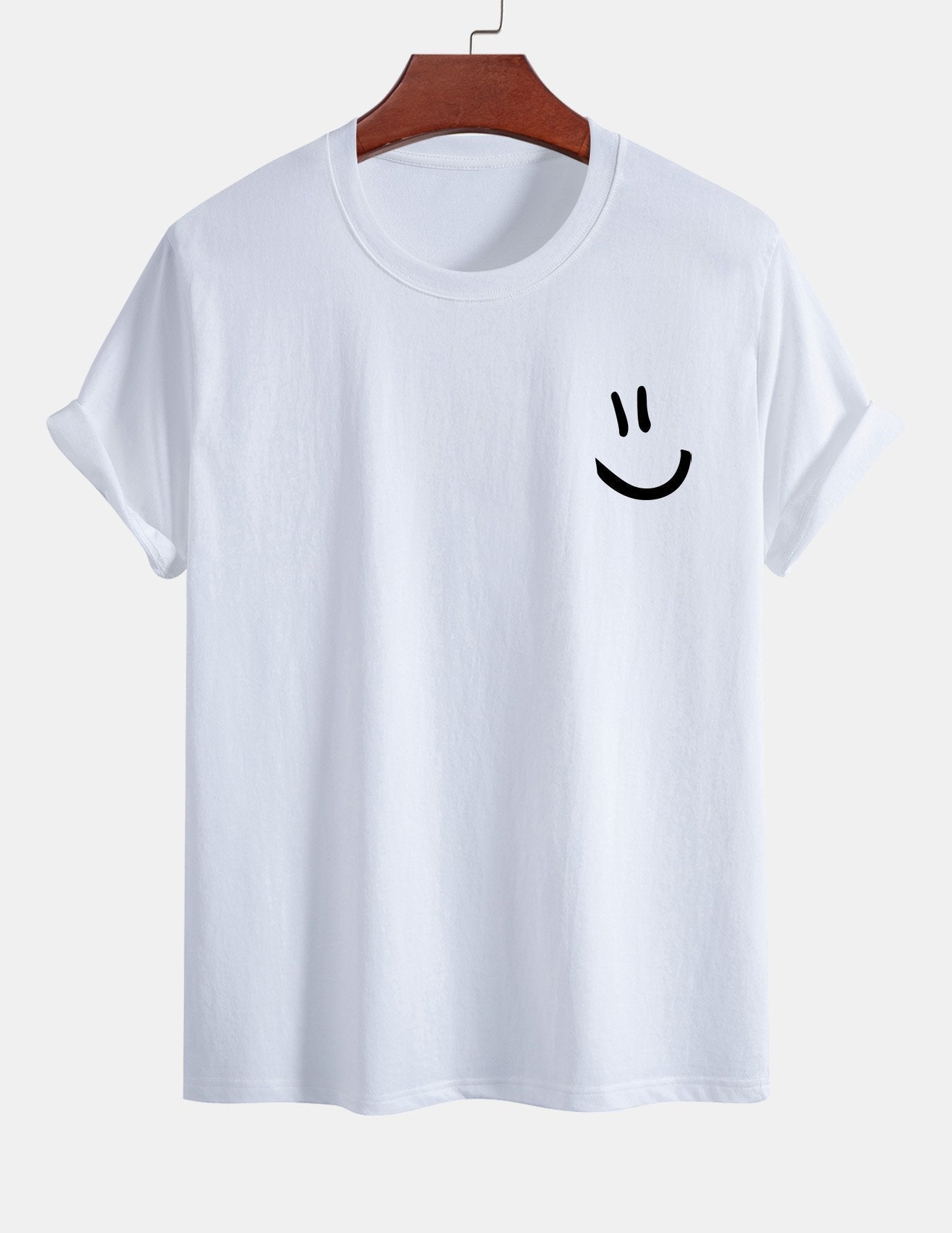 Regulär geschnittenes T-Shirt mit Smiley-Gesichtdruck aus Baumwolle
