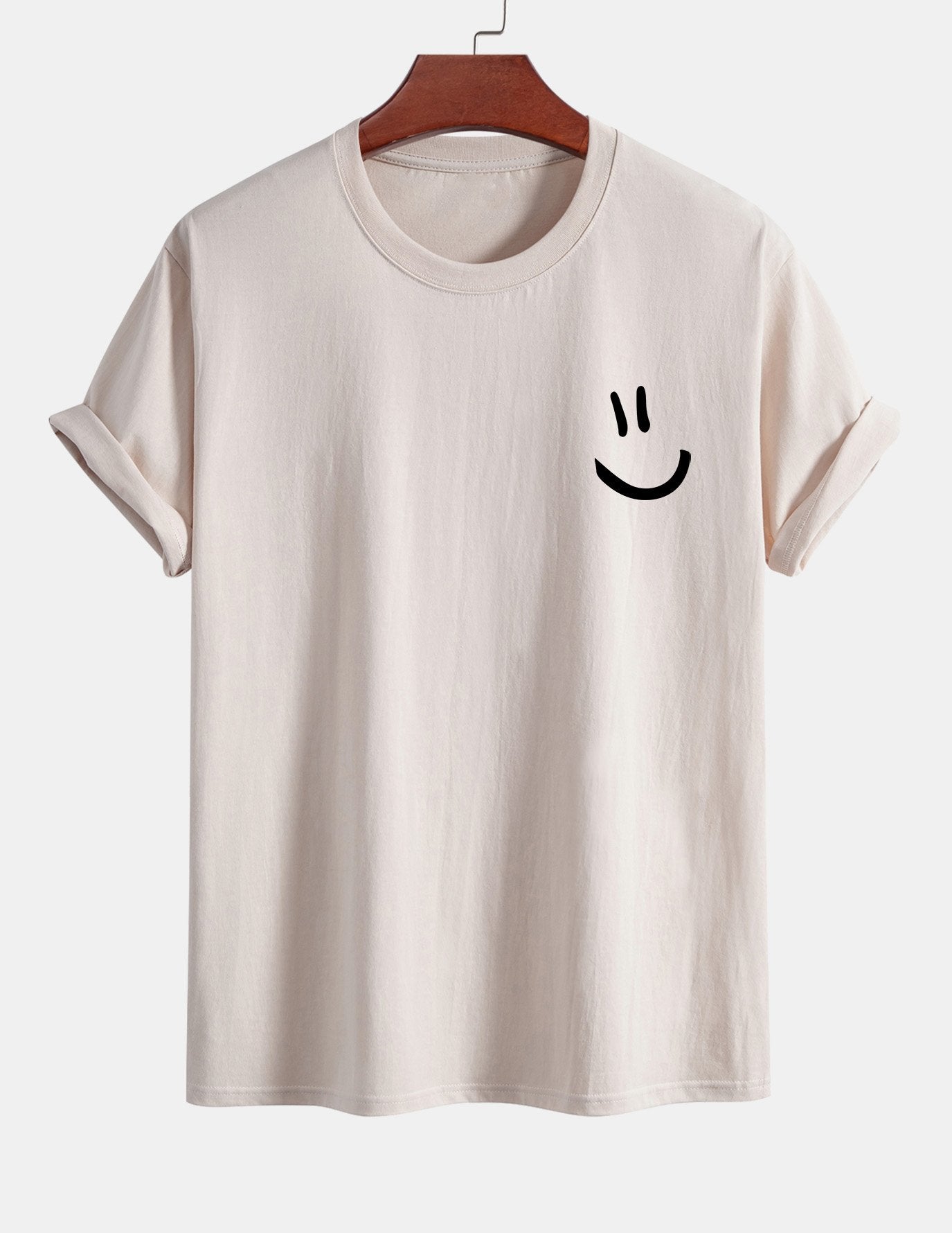 Regulär geschnittenes T-Shirt mit Smiley-Gesichtdruck aus Baumwolle