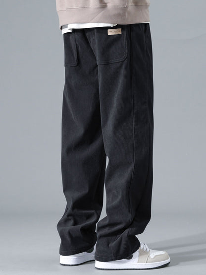 Quarter Zip Corduroy Raglan Ärmel Sweatshirt & Gerade Bein Corduroy Hose