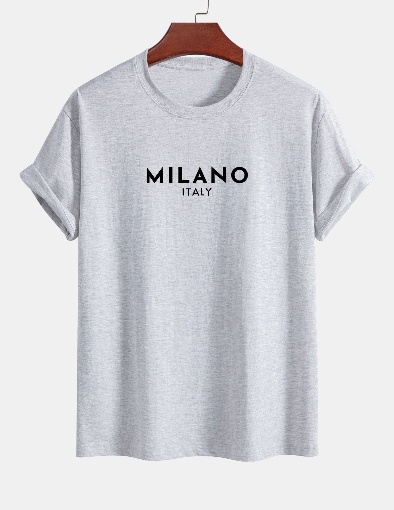 Regulär geschnittenes Milano Italien Druck Baumwoll-T-Shirt