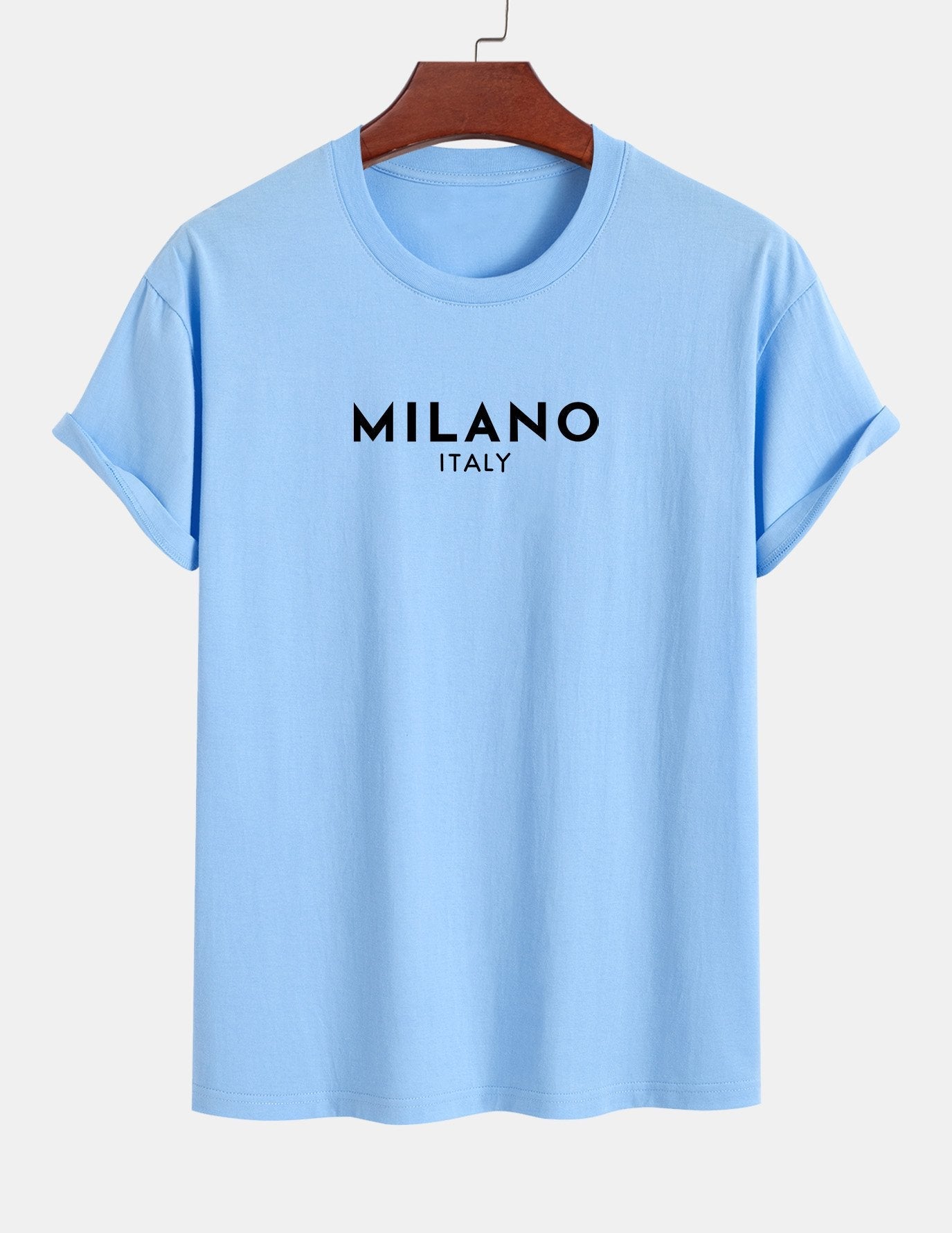 Regulär geschnittenes Milano Italien Druck Baumwoll-T-Shirt