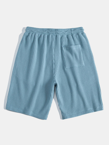 Waffel Johnny Kragen Polo mit Tasche & Kordelzug gestrickte Waffel Shorts