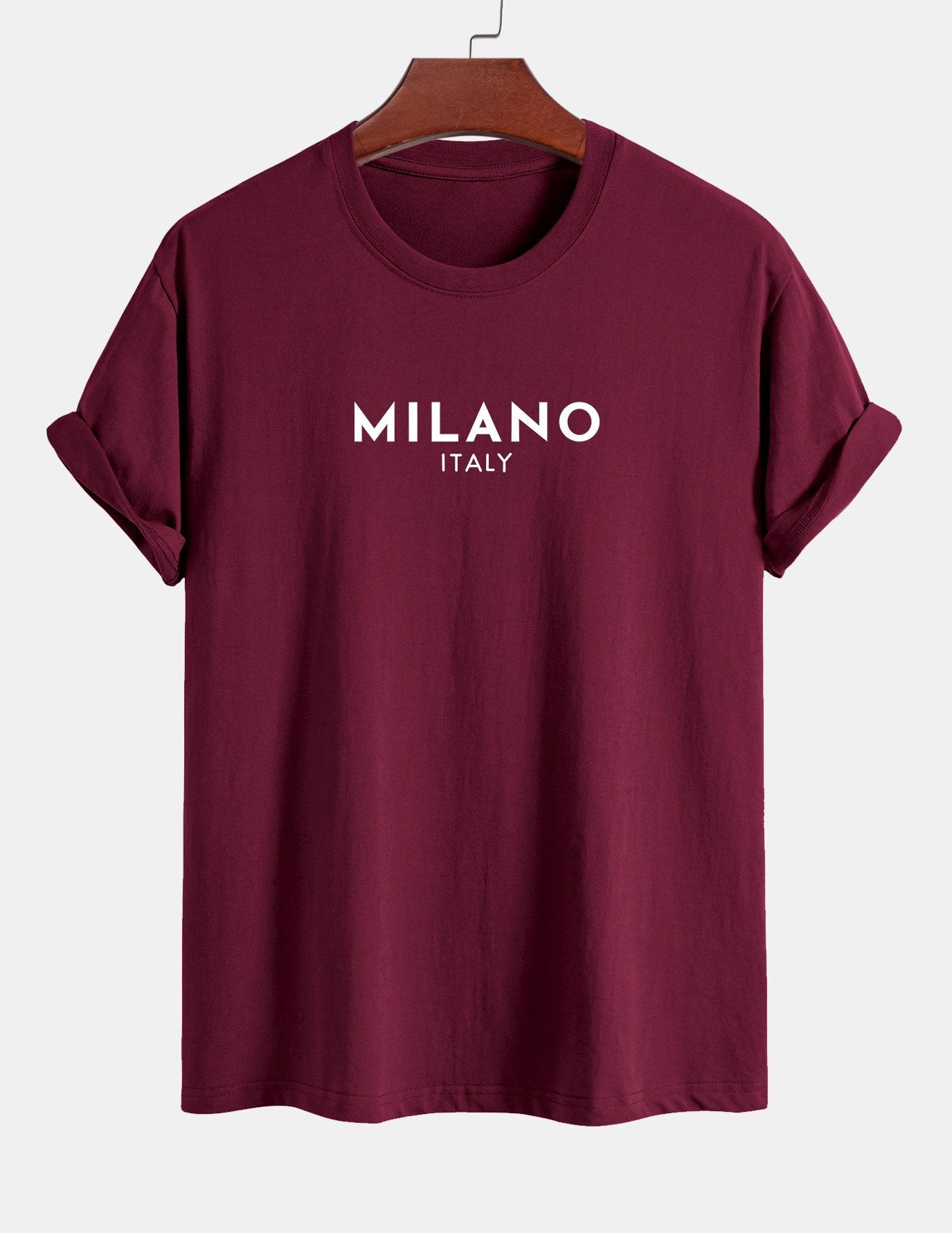 Regulär geschnittenes Milano Italien Druck Baumwoll-T-Shirt