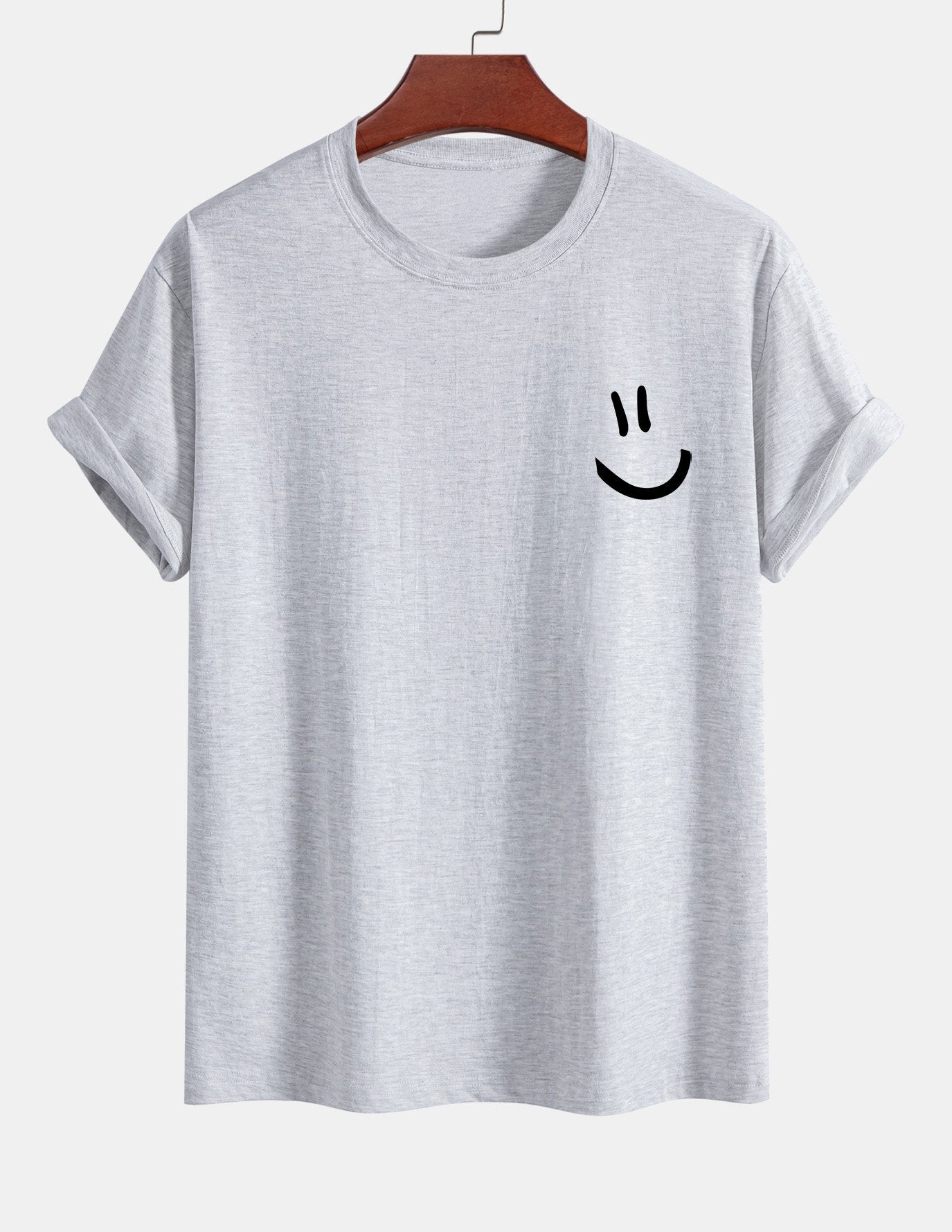 Regulär geschnittenes T-Shirt mit Smiley-Gesichtdruck aus Baumwolle