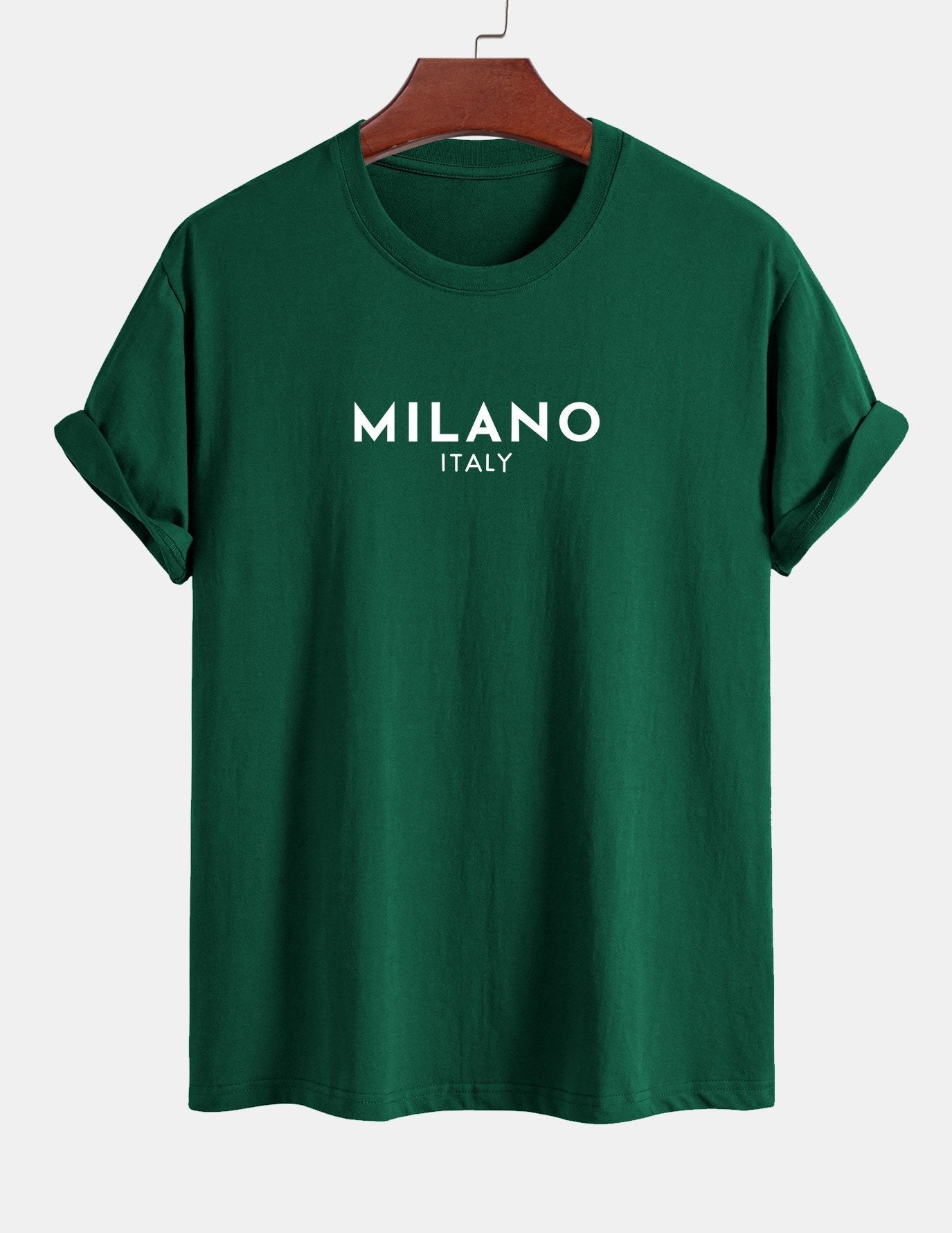 Regulär geschnittenes Milano Italien Druck Baumwoll-T-Shirt