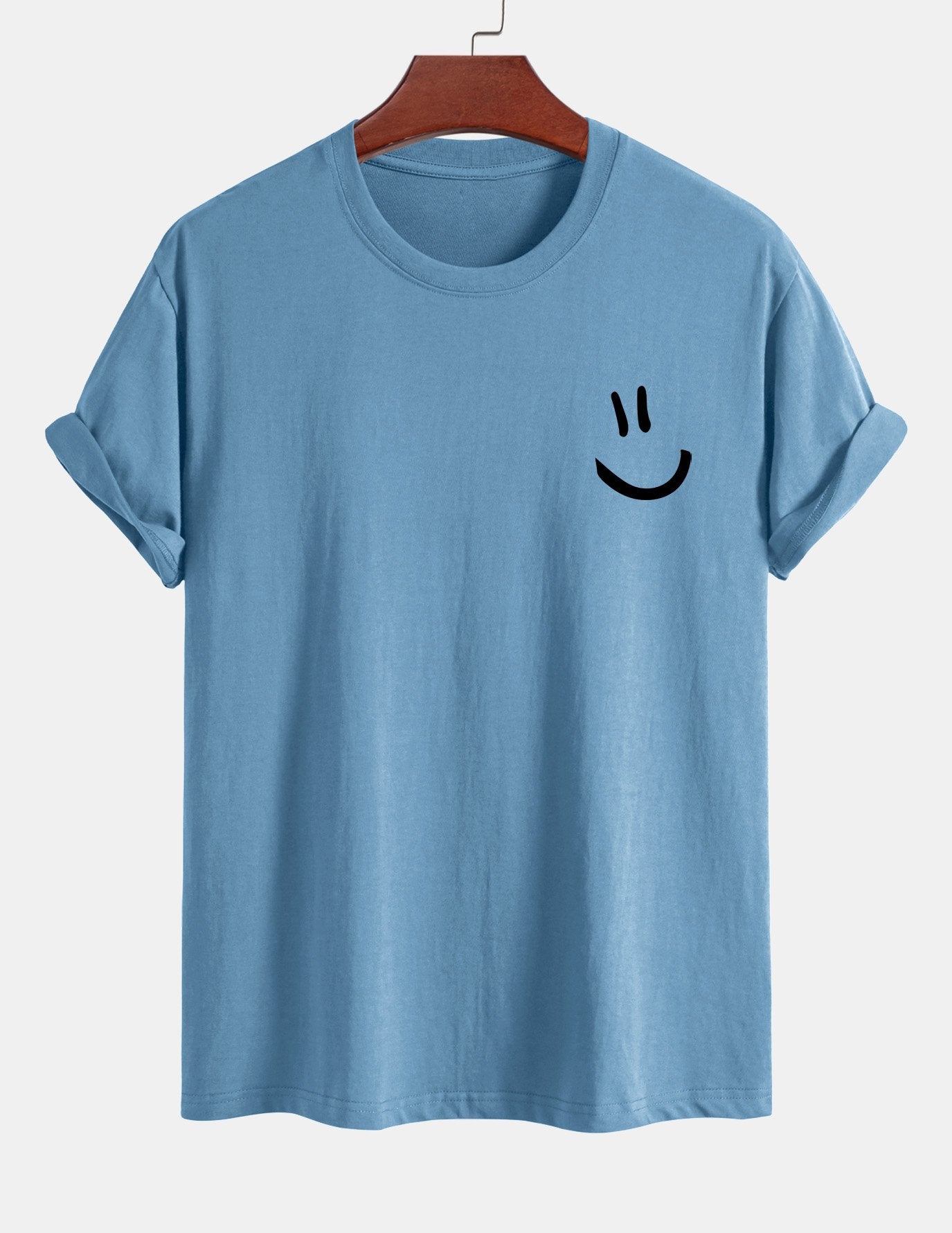Regulär geschnittenes T-Shirt mit Smiley-Gesichtdruck aus Baumwolle