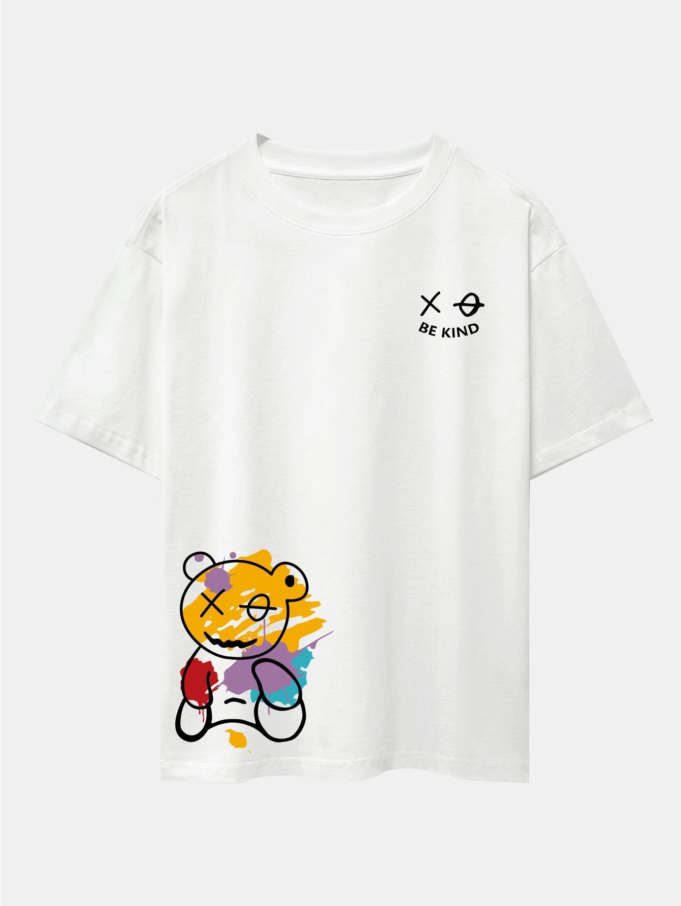Graffiti Bär Print Drop Shoulder Oversize T-Shirt