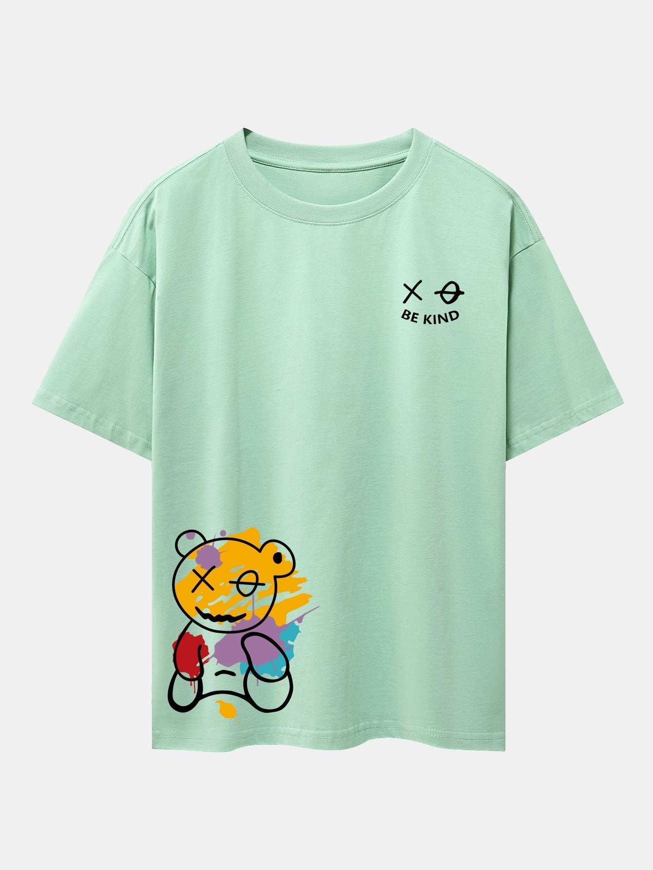 Graffiti Bär Print Drop Shoulder Oversize T-Shirt