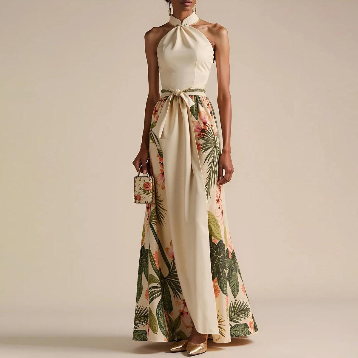 Sexy Halterloses Ärmelloses Maxikleid