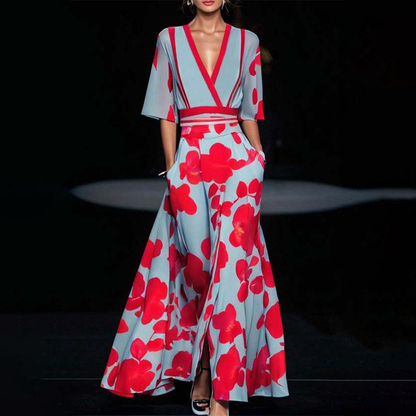 Mila™ - Weiches V-Ausschnitt Maxikleid