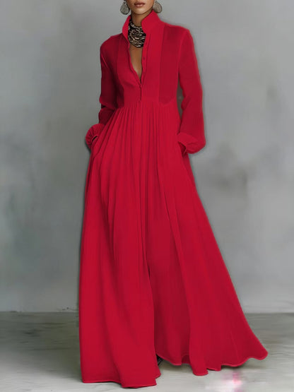 Aurelia™ – Fließendes Maxi-Hemdkleid in Leinen-Textur