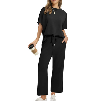 👚 60% RABATT! 👖 Lässiges Damen-Set Oberteil & Hose – Weicher Stoff, Bequemer Schnitt & Alltagstauglich ✨