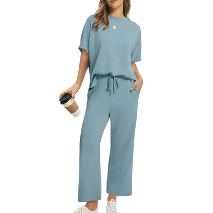 👚 60% RABATT! 👖 Lässiges Damen-Set Oberteil & Hose – Weicher Stoff, Bequemer Schnitt & Alltagstauglich ✨