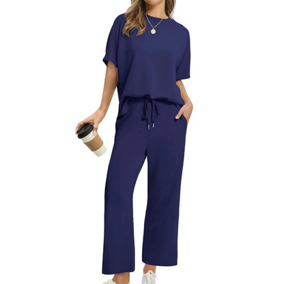 👚 60% RABATT! 👖 Lässiges Damen-Set Oberteil & Hose – Weicher Stoff, Bequemer Schnitt & Alltagstauglich ✨