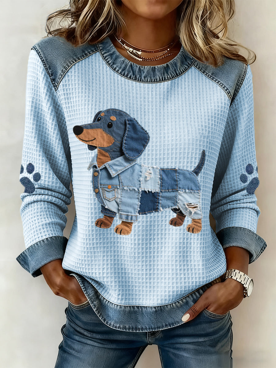 Julia - Charmanter Dackel mit Denim-Patchwork